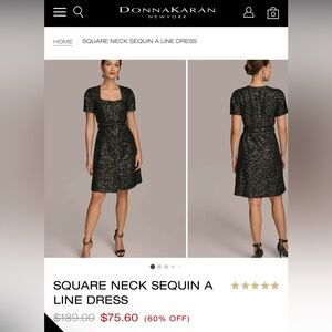 Donna Karan Black Sequin Dress Size 2